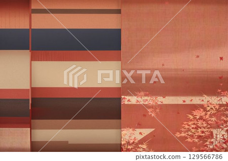 Autumn Japanese style background material / Autumn leaves maple design pattern 129566786
