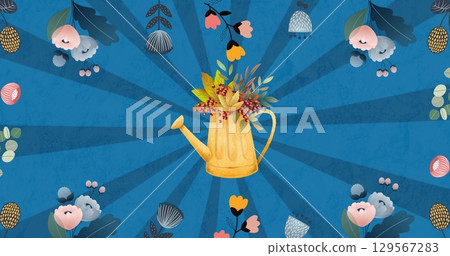 Image of plants on blue background 129567283