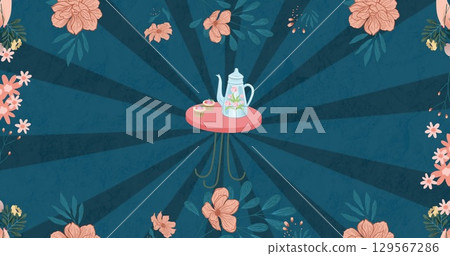 Image of plants on blue background 129567286