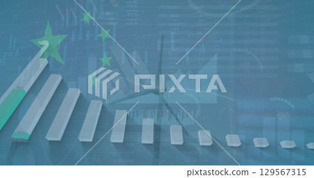 Image of statistics and data processing over globe 129567315