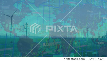 Image of data processing over wind turbines 129567325