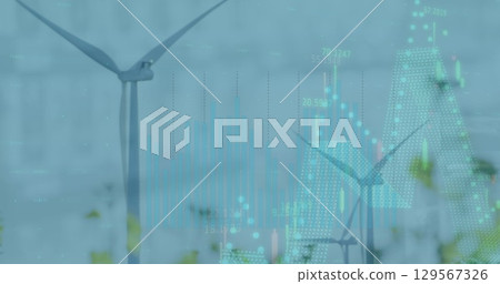 Image of data processing over wind turbines 129567326