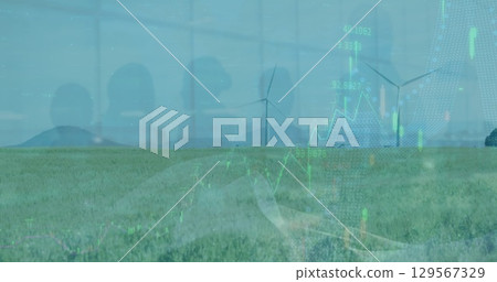 Image of data processing over wind turbine 129567329