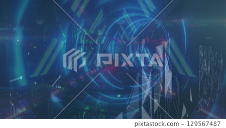 Image of tunnel made of lights, shapes and lights 129567487