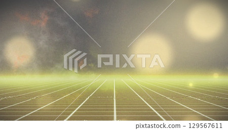 Image of dots in yellow digital space Image of dots in yellow digital space 129567611