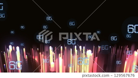 Image of 6g and yellow lights on black background 129567676