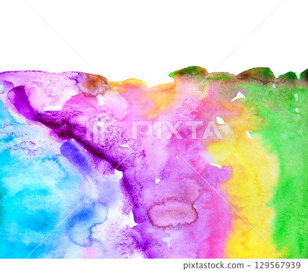 Real Watercolor Art Hand Drawn Brush Colorful Abstract Background Real Watercolor Art Hand Drawn Brush Colorful Abstract Background 129567939