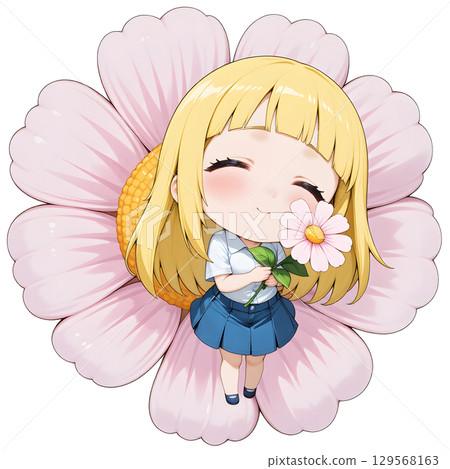 送波斯菊花的女孩 129568163