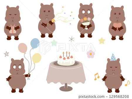 水豚派對和蛋糕 129568208