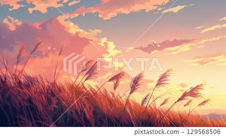 夕陽西下，紫芒搖曳 129568506