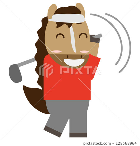 一匹馬打高爾夫球的插圖 129568964