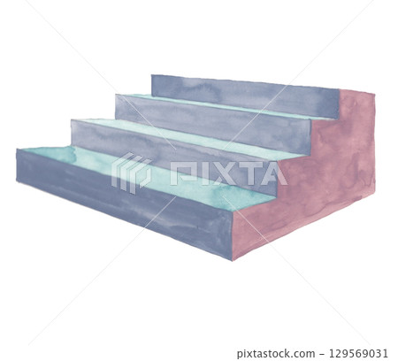 Stairs painted in watercolor 129569031