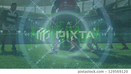 Image of data processing over football players Image of data processing over football players 129569120