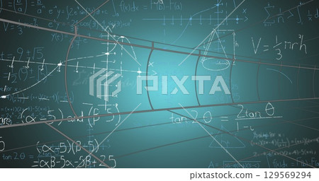 Image of math formulas on green background Image of math formulas on green background 129569294