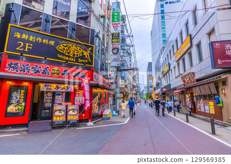 Tokyo cityscape in Japan, overlooking the bar district in front of Kinshicho Station 129569385