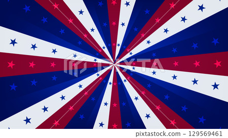 Red, White, and Blue Burst With Stars and Stripes in a Festive Patriotic Design for Celebration	 129569461