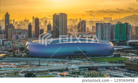 Aug 10 2025 Kai Tak Stadium glowing in sunset light Aug 10 2025 Kai Tak Stadium glowing in sunset light 129569498