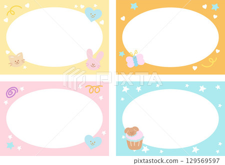 Pastel frame set with bunny, cat, cupcake, heart, butterfly for polaroid photo, sweet dessert, rectangle ad template, social media post, banner, notepad, sticky note, memo, paper design, poster Pastel frame set with bunny, cat, cupcake, heart, butterfly for polaroid photo, sweet dessert, rectangle ad template, social media post, banner, notepad, sticky note, memo, paper design, poster 129569597