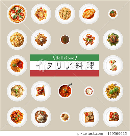義大利美食插圖素材集 129569615