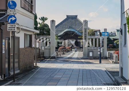 Urban street leading to a traditional building in Kawagoe Saitama Japan Urban street leading to a traditional building in Kawagoe Saitama Japan 129570128