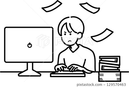 醫生準備文件的插圖（僅畫線） 129570463