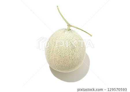 A whole melon photographed on a white background A whole melon photographed on a white background 129570593