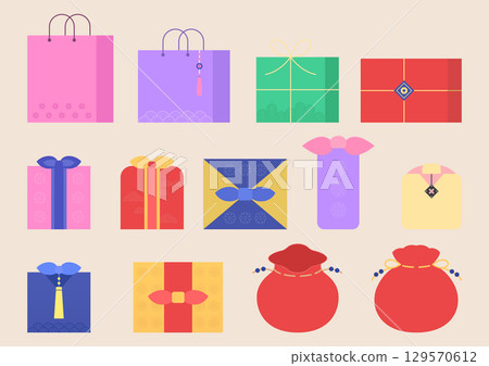 Vector illustration of traditional Korean objects. 129570612