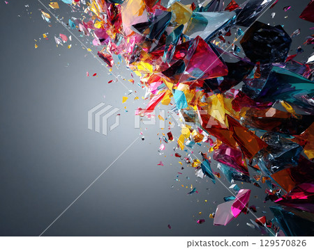 破碎的彩色玻璃材質 破碎的彩色玻璃材質 129570826
