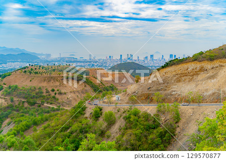 A view of the city from afar.  129570877