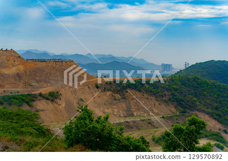 A view of the city from afar.  129570892