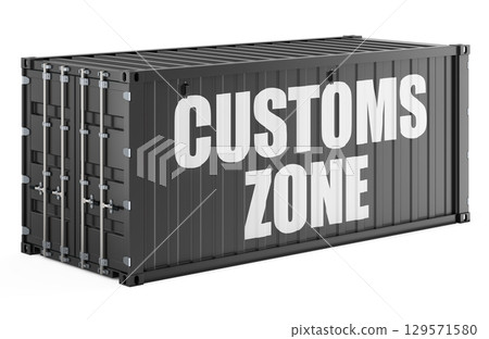 Customs Zone, shipping container. 3D rendering Customs Zone, shipping container. 3D rendering 129571580