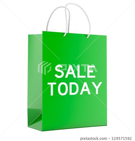 Sale Today, shopping bag with text. 3D rendering 129571592
