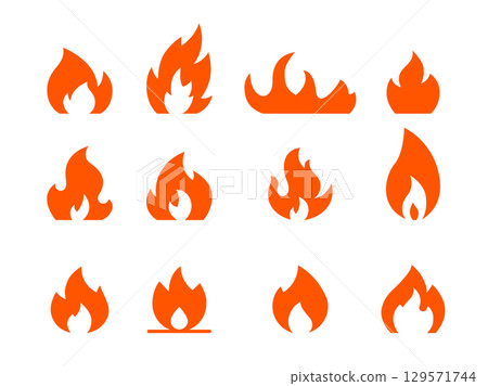 Fire icons set. Fire symbol set. Vector illustration. Fire icons set. Fire symbol set. Vector illustration. 129571744