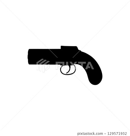 Vintage flintlock pistol silhouette vector Vintage flintlock pistol silhouette vector 129571932
