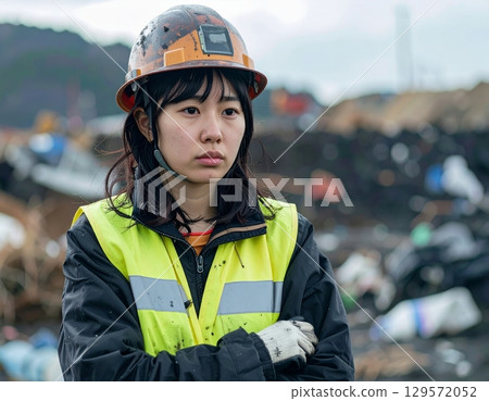 在災區當志工的婦女 在災區當志工的婦女 129572052