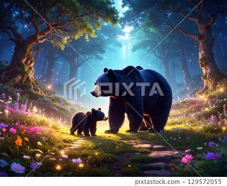 Illustration of a mother and child bear 129572055