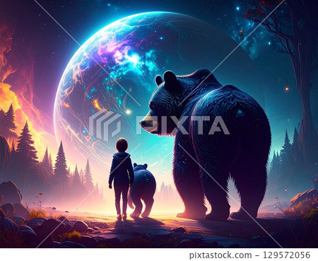 Illustration of a mother and child bear 129572056