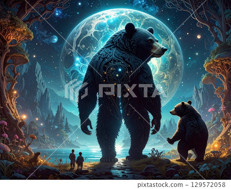 Illustration of a mother and child bear Illustration of a mother and child bear 129572058