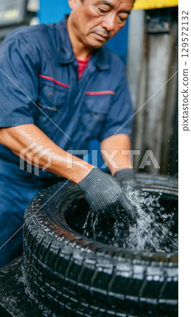 Tire Maintenance in Action 129572132