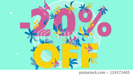 Image of 20 percent off text over green background Image of 20 percent off text over green background 129572405