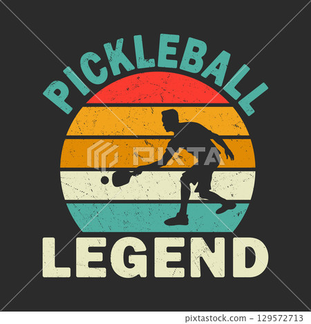 Pickleball Legend T-shirt Design Vector Illustration, Pickleball Legend T-shirt Graphics, Grunge Pickleball Legend Vector, Pickleball T-shirt Illustration. Vintage Pickleball Legend Vector 129572713