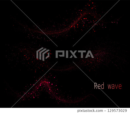 Isolated design elements, set of exquisite red wavy shapes from shiny tinsel Isolated design elements, set of exquisite red wavy shapes from shiny tinsel 129573029