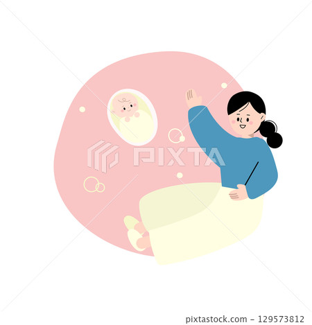 Illustration of a woman with a baby in her belly 129573812