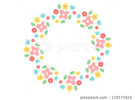 七彩花圓形框架 七彩花圓形框架 129573928