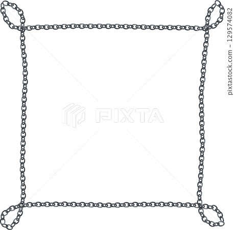 Silver chain corner curl square frame 129574082