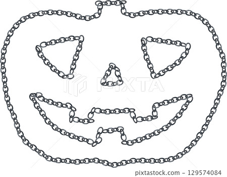 Silver chain jack-o'-lantern silhouette Silver chain jack-o'-lantern silhouette 129574084