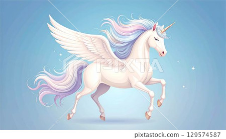 馬, 獨角獸, 飛馬, 幻想, 動物, 幻想, 藝術, 馬年, 可愛, 插圖, AI 129574587