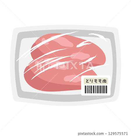 Packed chicken (chicken thighs) supermarket illustration 129575571