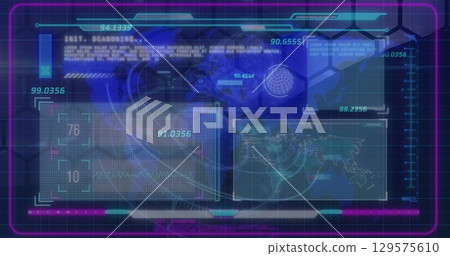 Image of diverse data processing over globe 129575610
