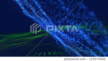 Image of blue waves moving over blue background 129575666